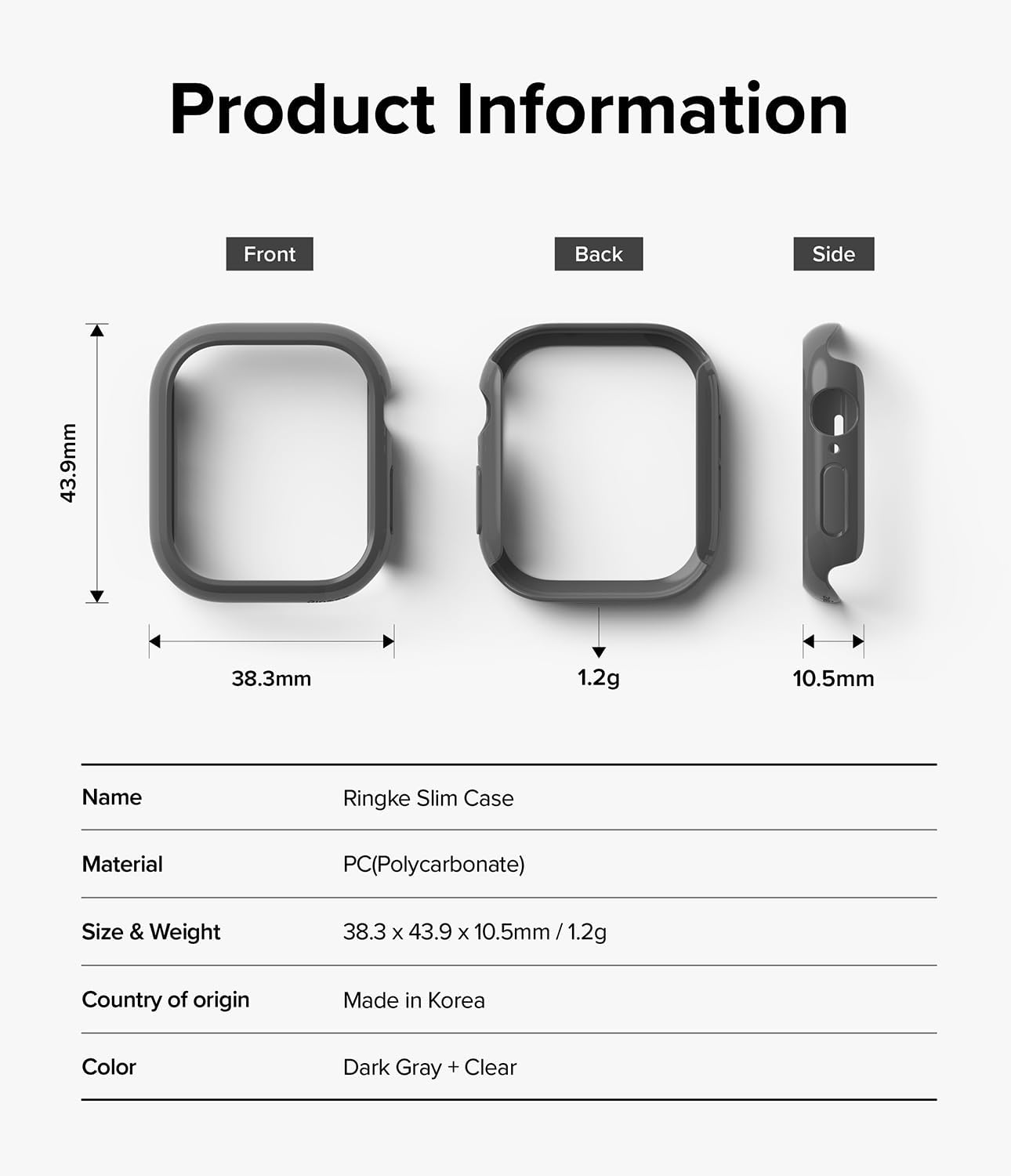 Thumbnail 6 de Ringke Slim for Apple Watch 42mm Case (Series 11/10) – 2 Pack, Clear & Dark Gray