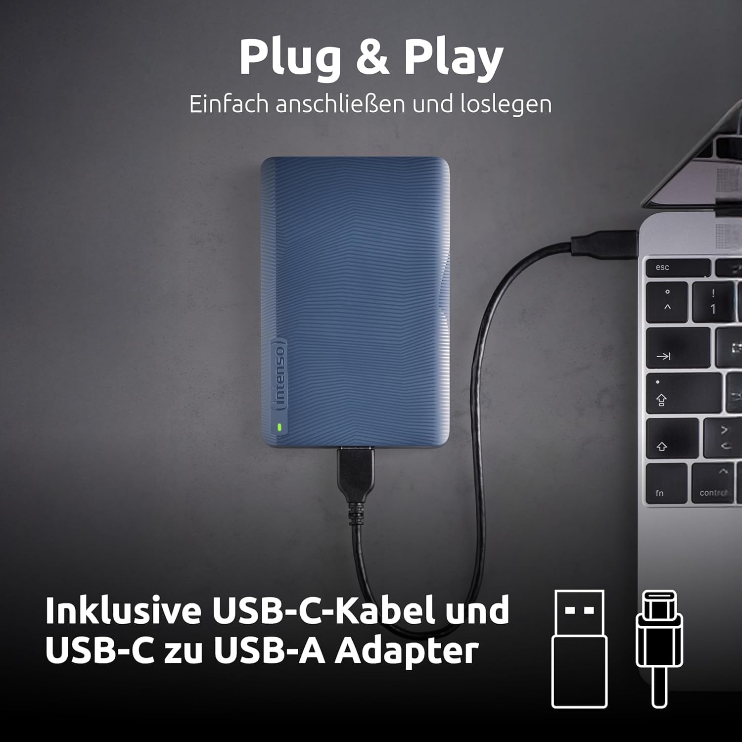 Detalle de Intenso Memory Safe 2 TB – przenośny dysk zewnętrzny 2,5 cala, USB 3.2 Gen 1