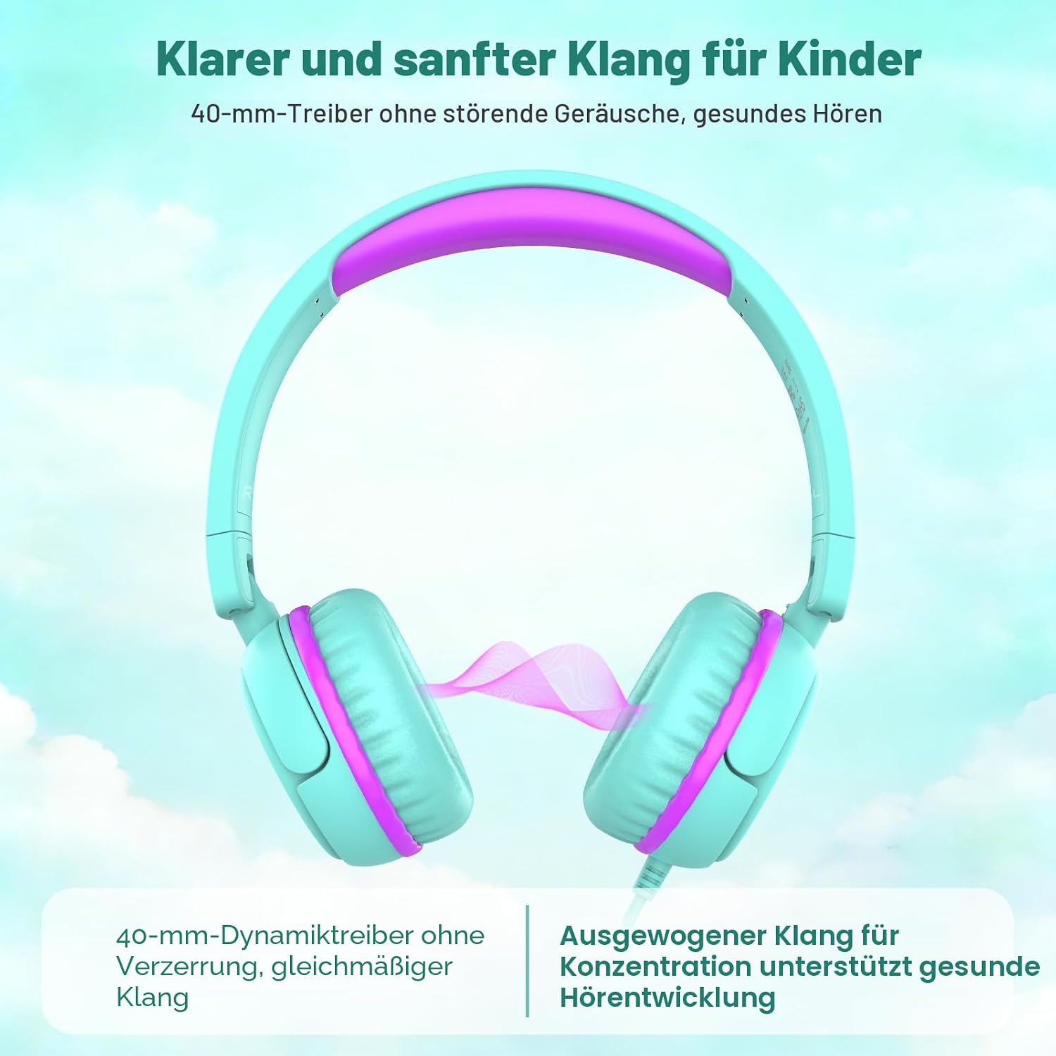 Thumbnail 2 de IMYB Kinderkopfhörer mit Kabel, 3,5 mm, 60 g, Grün