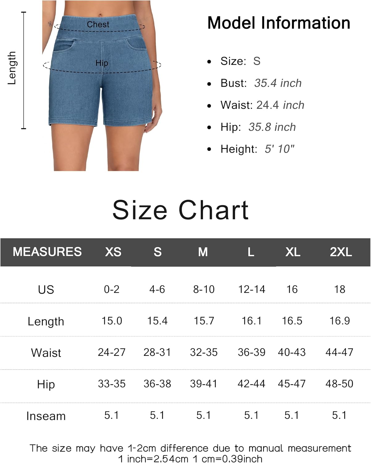 Thumbnail 6 de THE GYM PEOPLE High Waist Stretch Denim Shorts for Women, 4 Pockets