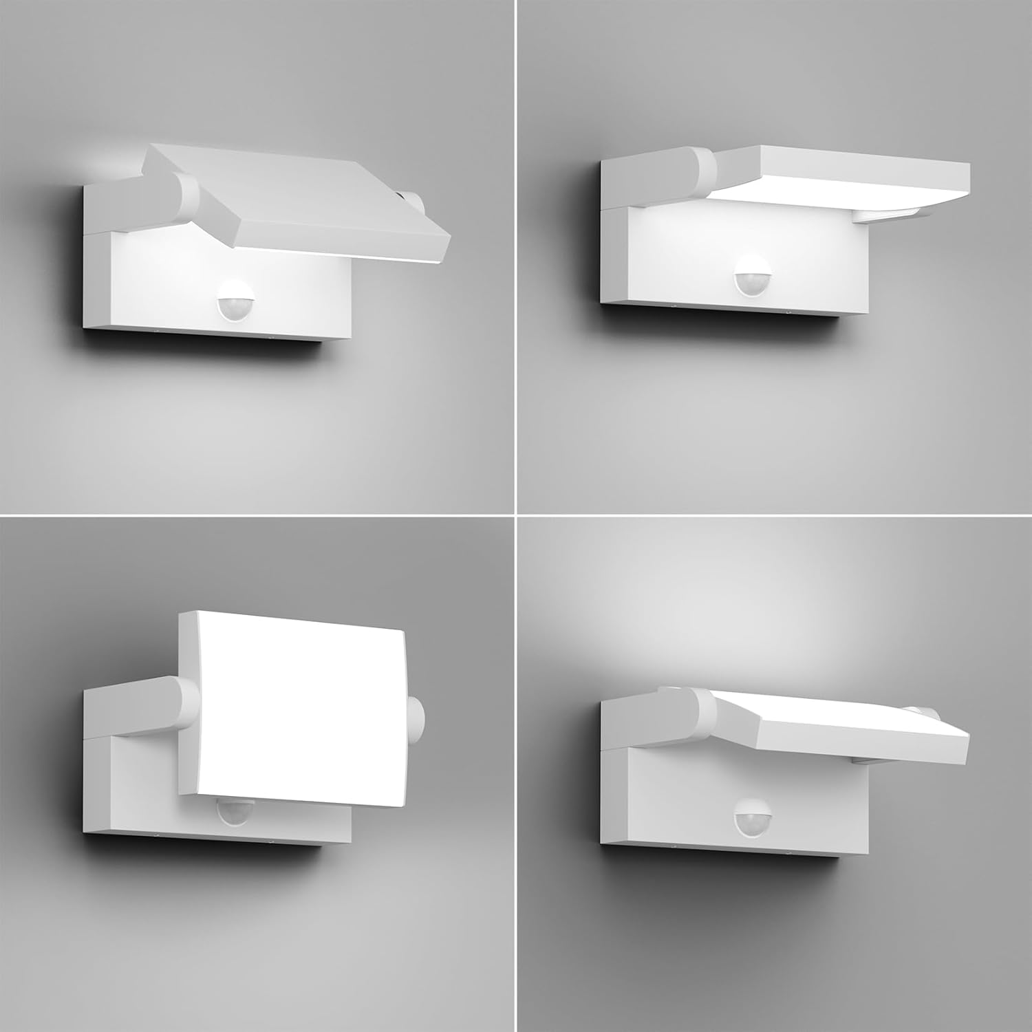 Thumbnail 4 de Klighten 24W LED Außenwandleuchte mit Bewegungsmelder – IP65, schwenkbares Panel, Weiß