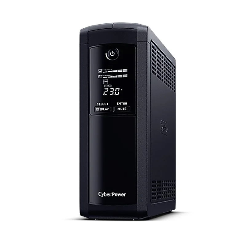 Detalle de CyberPower VP1200ELCD-DE: SAI UPS de 1200VA / 720W para protección fiable en hogar u oficina