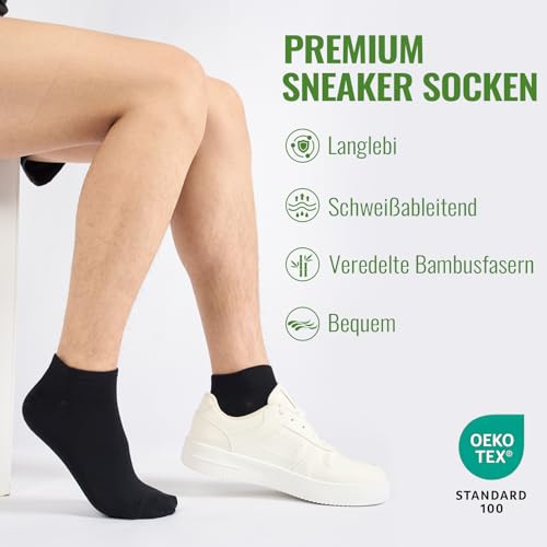 Thumbnail 6 de Effeet Bambus Sneaker Socken 20 Paar – Antibakterielle, atmungsaktive Kurzsocken für Herren & Damen (Schwarz, 47-50)