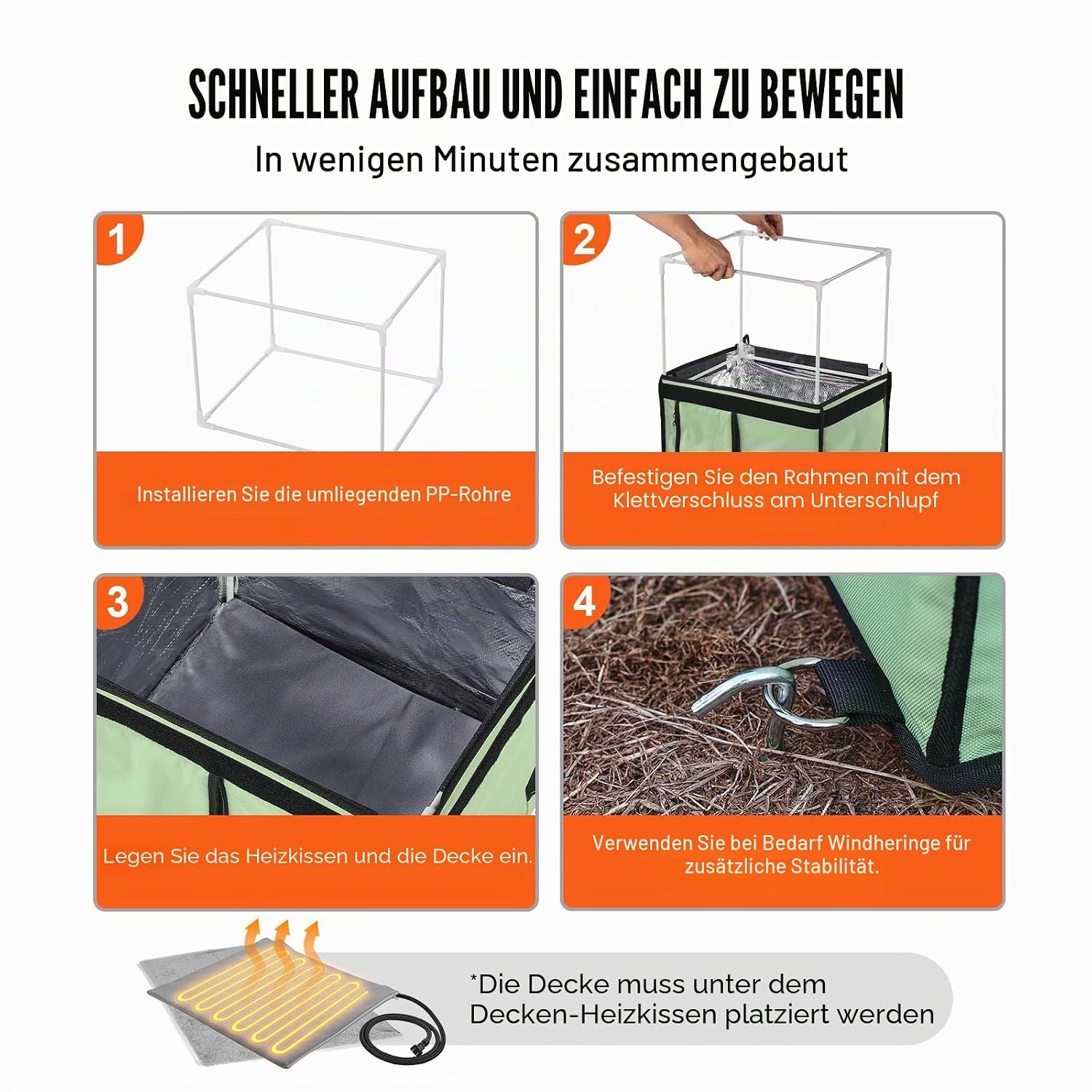 Thumbnail 6 de VEVOR Katzenhütte 42x33x39 cm mit beheiztem Kissen – wetterfestes Katzenhaus für den Winter