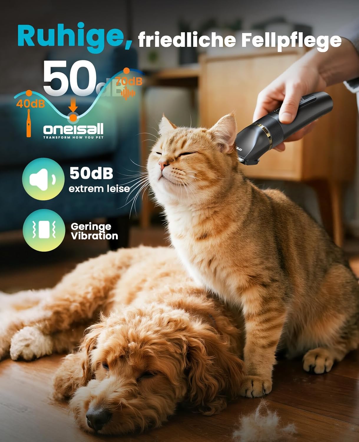 Thumbnail 3 de oneisall Leise Hundeschermaschine Upgrade Pro (2000 mAh) – Profi-Schermaschine für Hund & Katze
