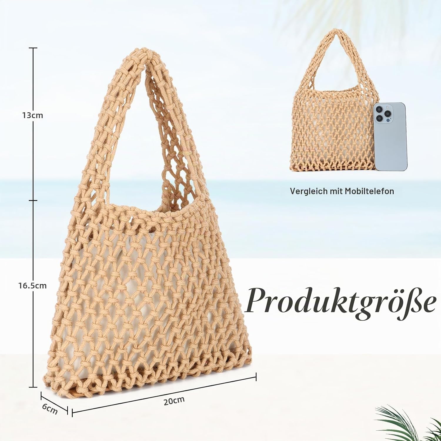 Thumbnail 3 de EVEOUT Gewebte Clutch Tasche – Kleine Häkelmesh-Tasche für Damen