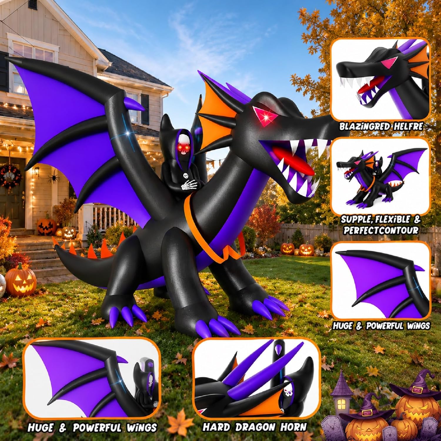 Thumbnail 5 de Skirfy 25166 11FT Inflatable Dragon with Multicolor LED Lights