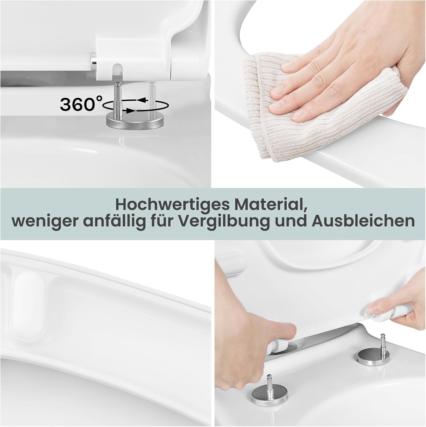 Thumbnail 5 de WOLTU Toilettendeckel WC-Sitz mit Absenkautomatik, Fast Fix & Duroplast – eckig, weiß