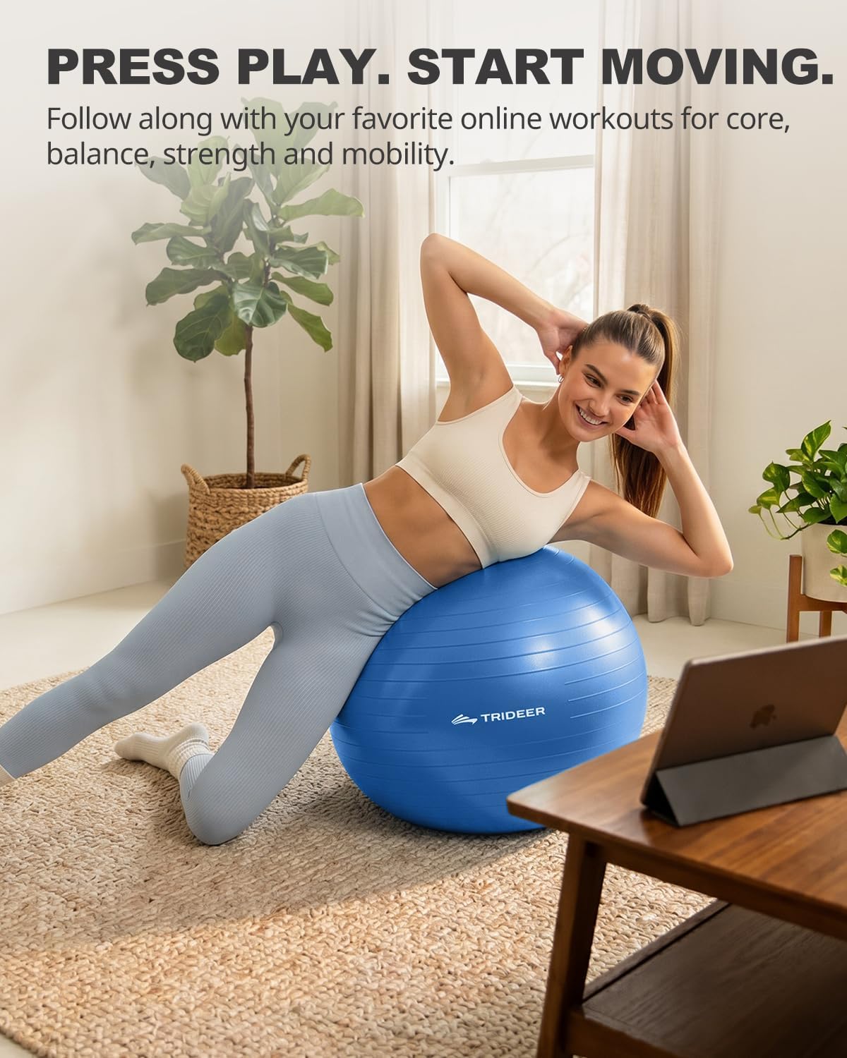 Thumbnail 5 de Trideer TRUS-YBAN-PVFR Exercise Ball, Non-Slip PVC, Royal Blue, 58–65 cm