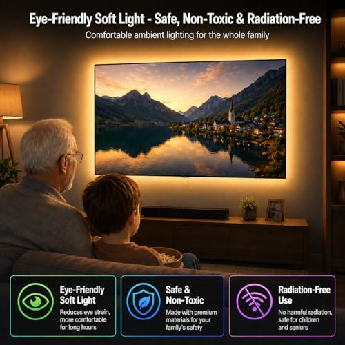 Detalle de shalaker LED TV Lights 5M USB Strip for 45-75 Inch Screens with Bluetooth, Music Sync and Remote