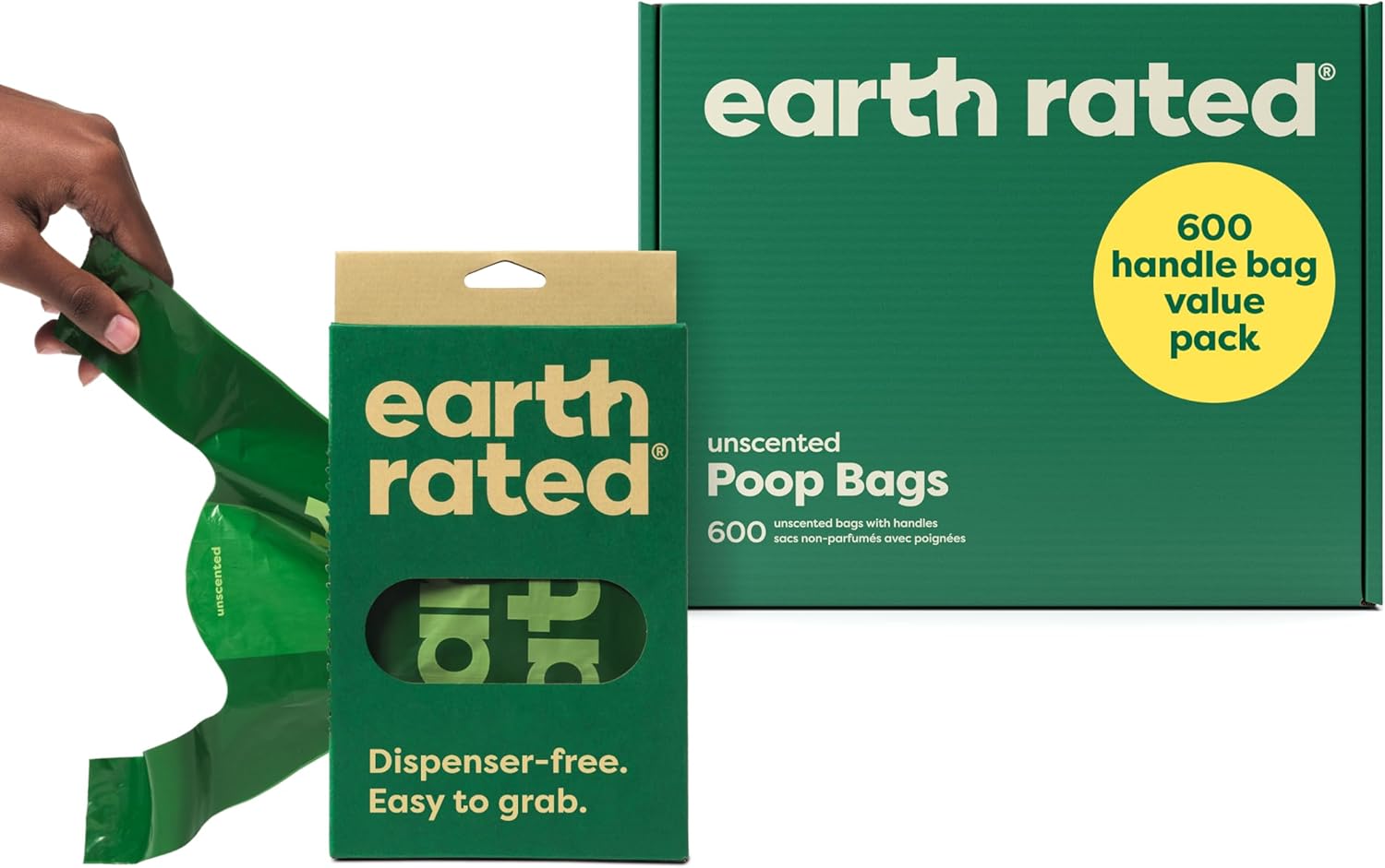 Earth Rated sacchetti igienici per cani con manici extra larghi (600 sacchetti), a prova di perdite