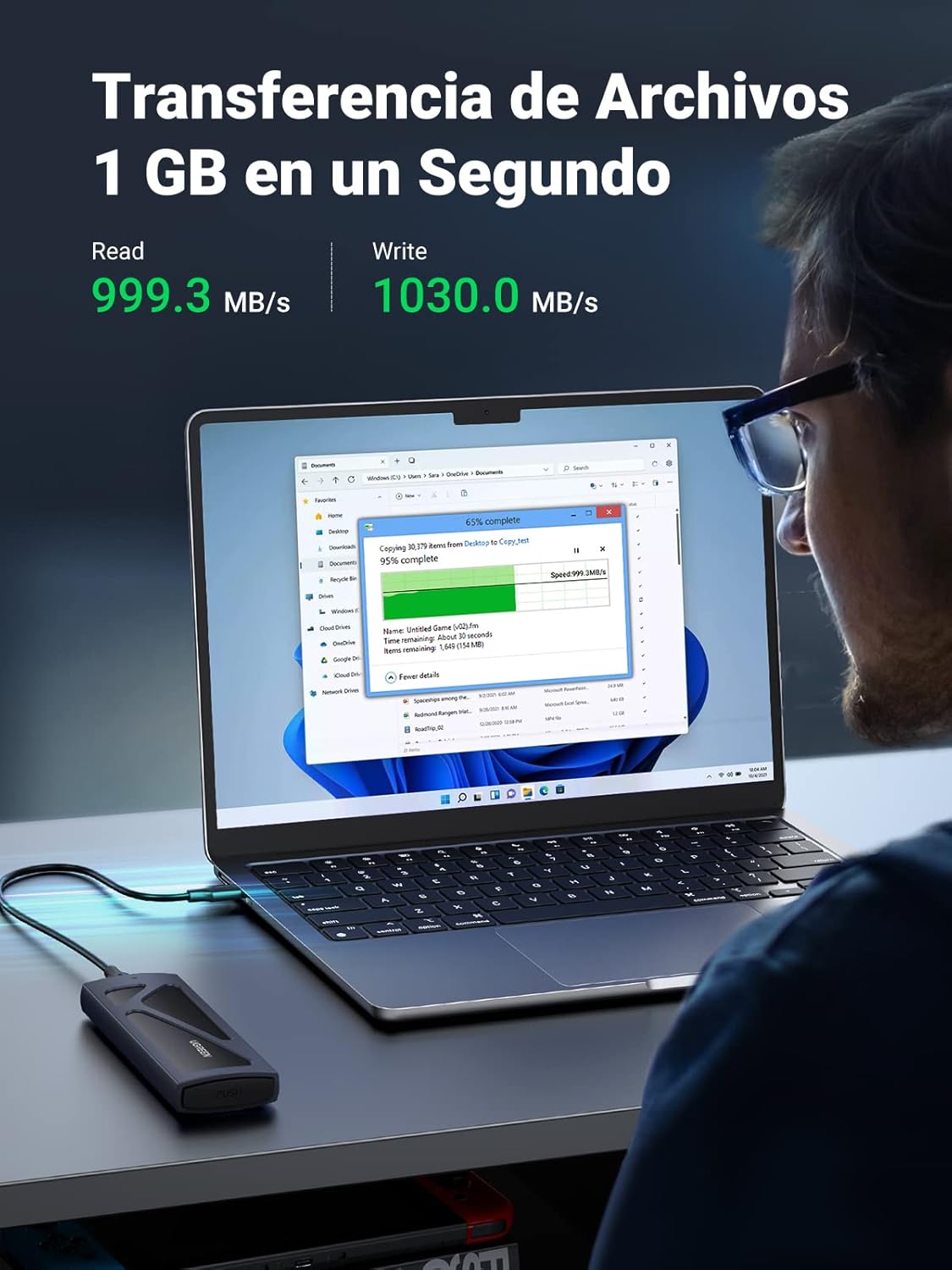 Detalle de UGREEN Caja SSD M2 NVMe con UASP USB C 3.2 🚀