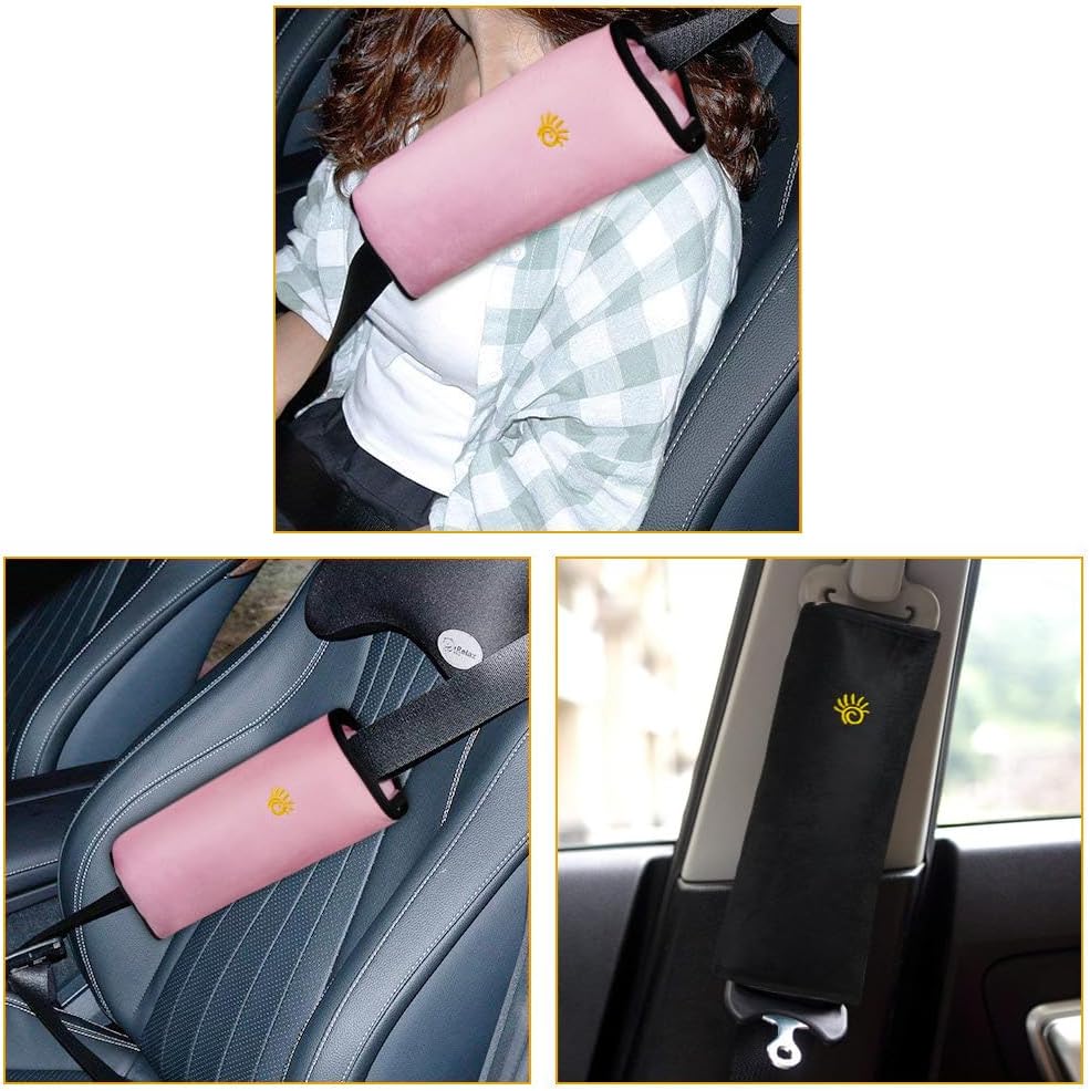 Thumbnail 6 de URAQT Car Seat Belt Pad (2 Pcs) – Comfortable Seatbelt Pillow for Children and Adults, Black & Pink