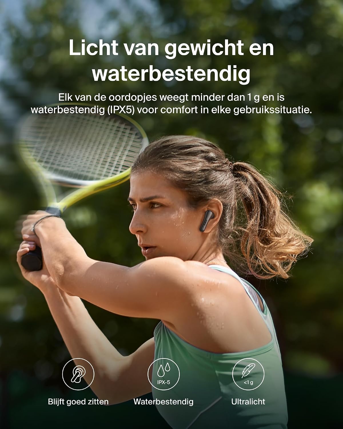 Detalle de Belkin SoundForm Rhythm draadloze oordopjes met ANC en multipoint