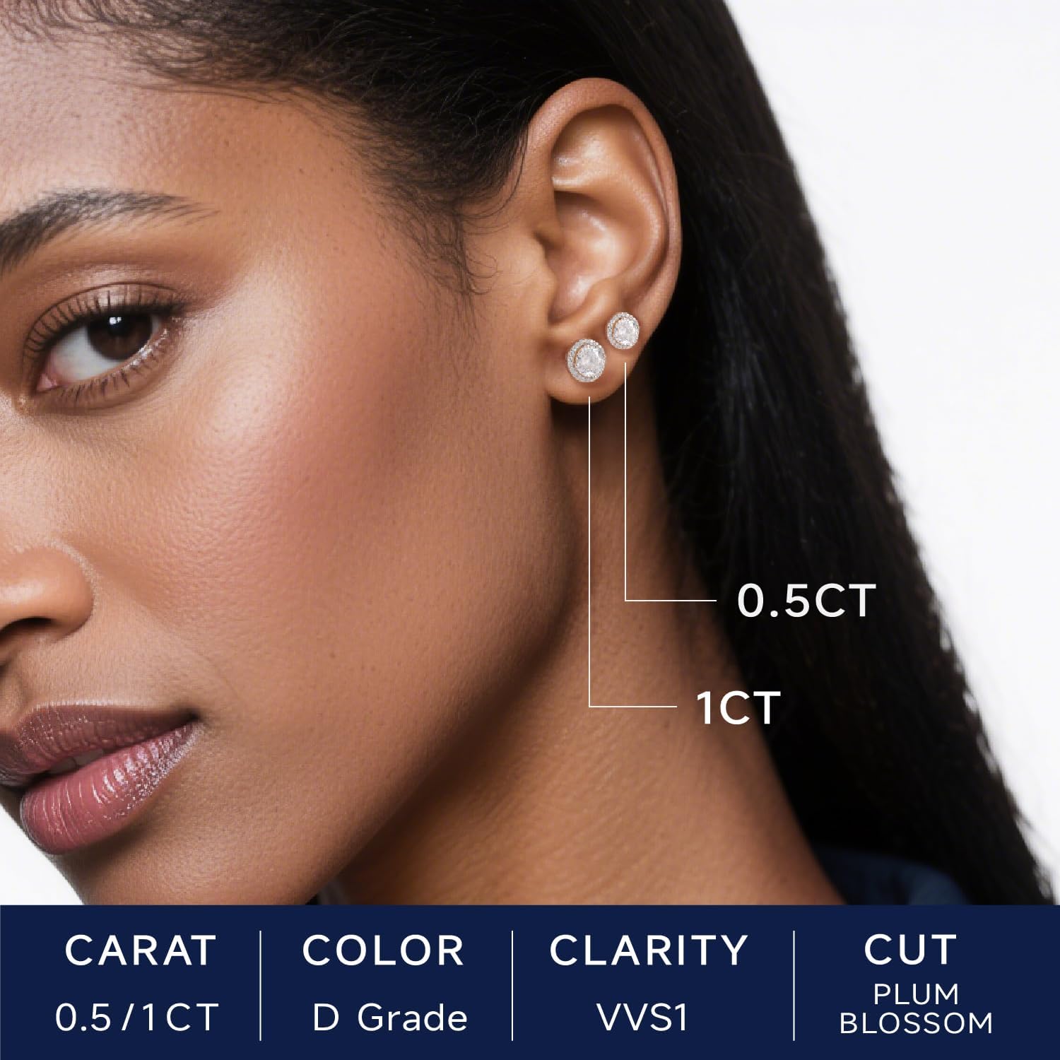 Thumbnail 3 de MomentWish Moissanite Ohrstecker aus Silber 925 (Halo) – hypoallergenes Geschenk für Damen