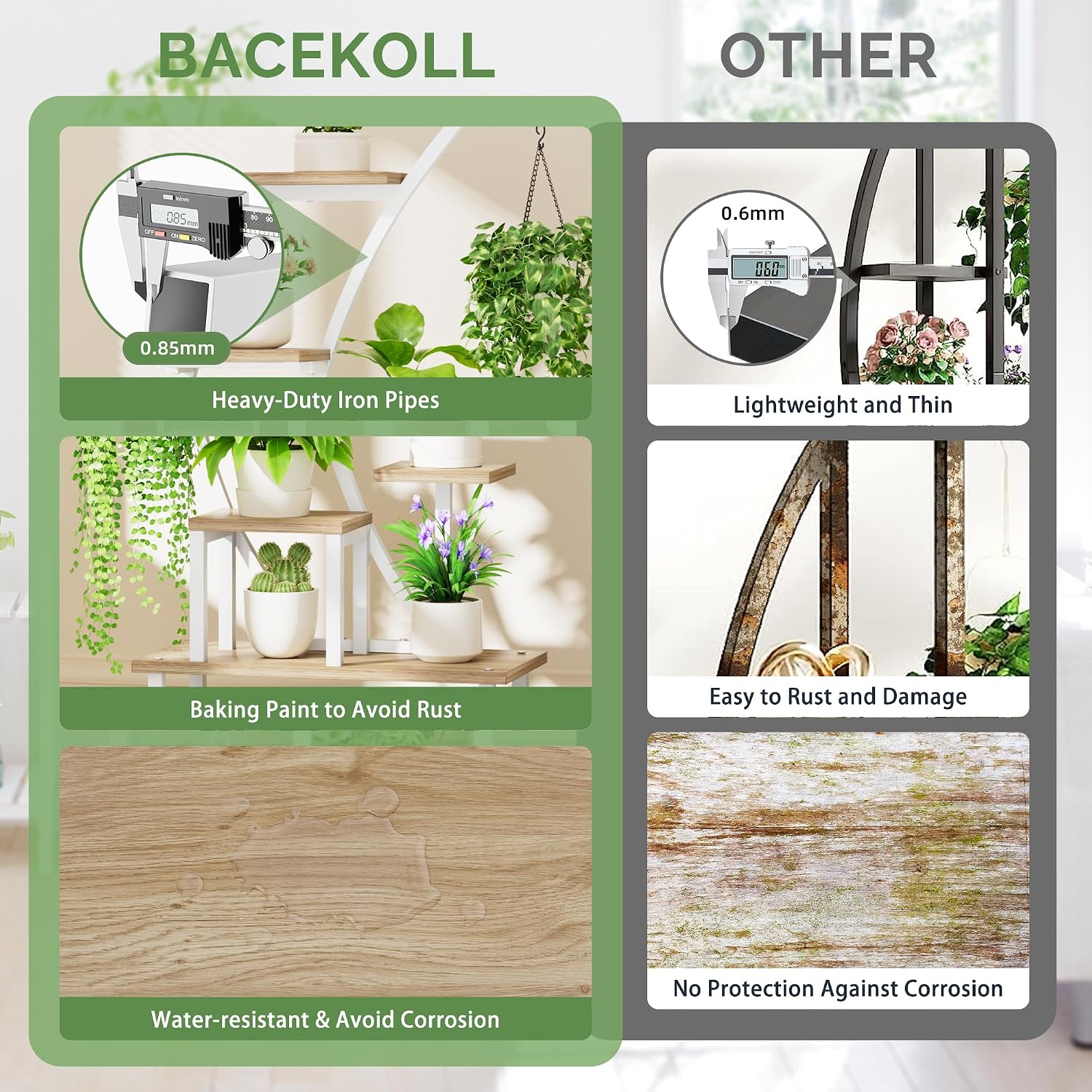 Thumbnail 5 de BACEKOLL Support pour plantes d’intérieur avec lampes de croissance