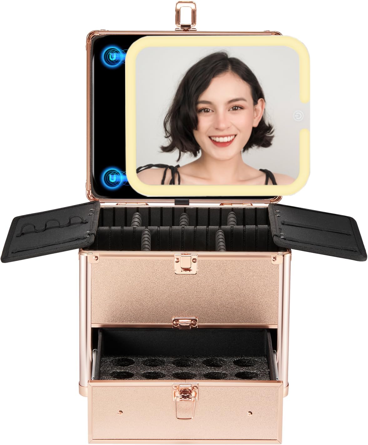 Thumbnail 5 de OMIRO Makeup Box with LED mirror — Portable Cosmetic Case ✨💄