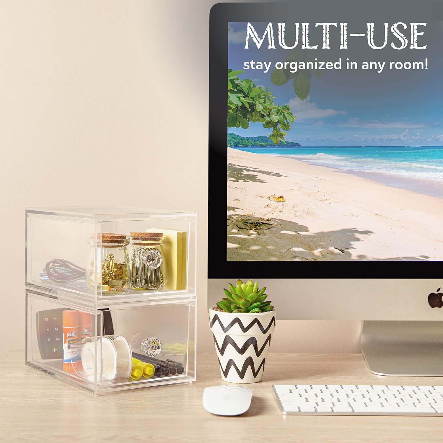 Thumbnail 1 de Oizeir Clear Drawer Organizers 4.5" 2‑Pack