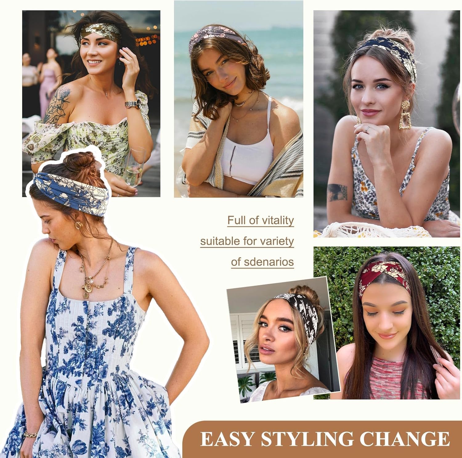 Thumbnail 5 de BELEVO 6 x Bandeau Cheveux Femme Antidérapant – Lot de 6, Rose, Elastique & Confort