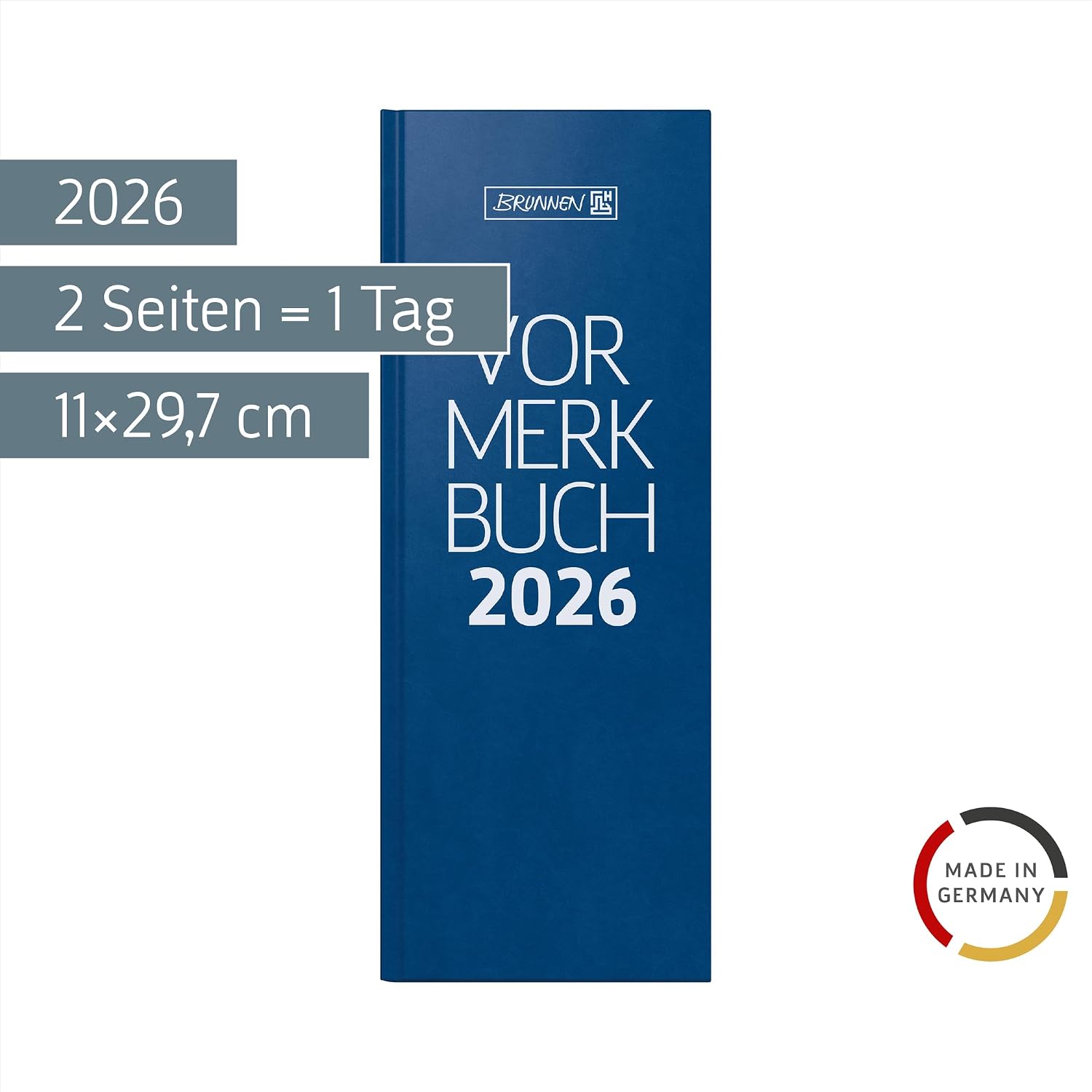 Thumbnail 1 de BRUNNEN Vormerkbuch Mod. 786 „26“ – 110×297 mm, Kunststoff, blau (Kalenderbuch mit Notiz- und Datenseiten)