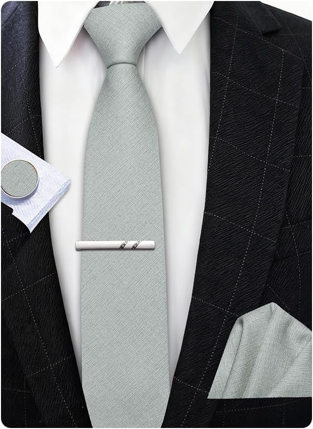 Thumbnail 6 de Barry.Wang Solid Colour Ties for Men 7cm Skinny Cotton – Complete Set