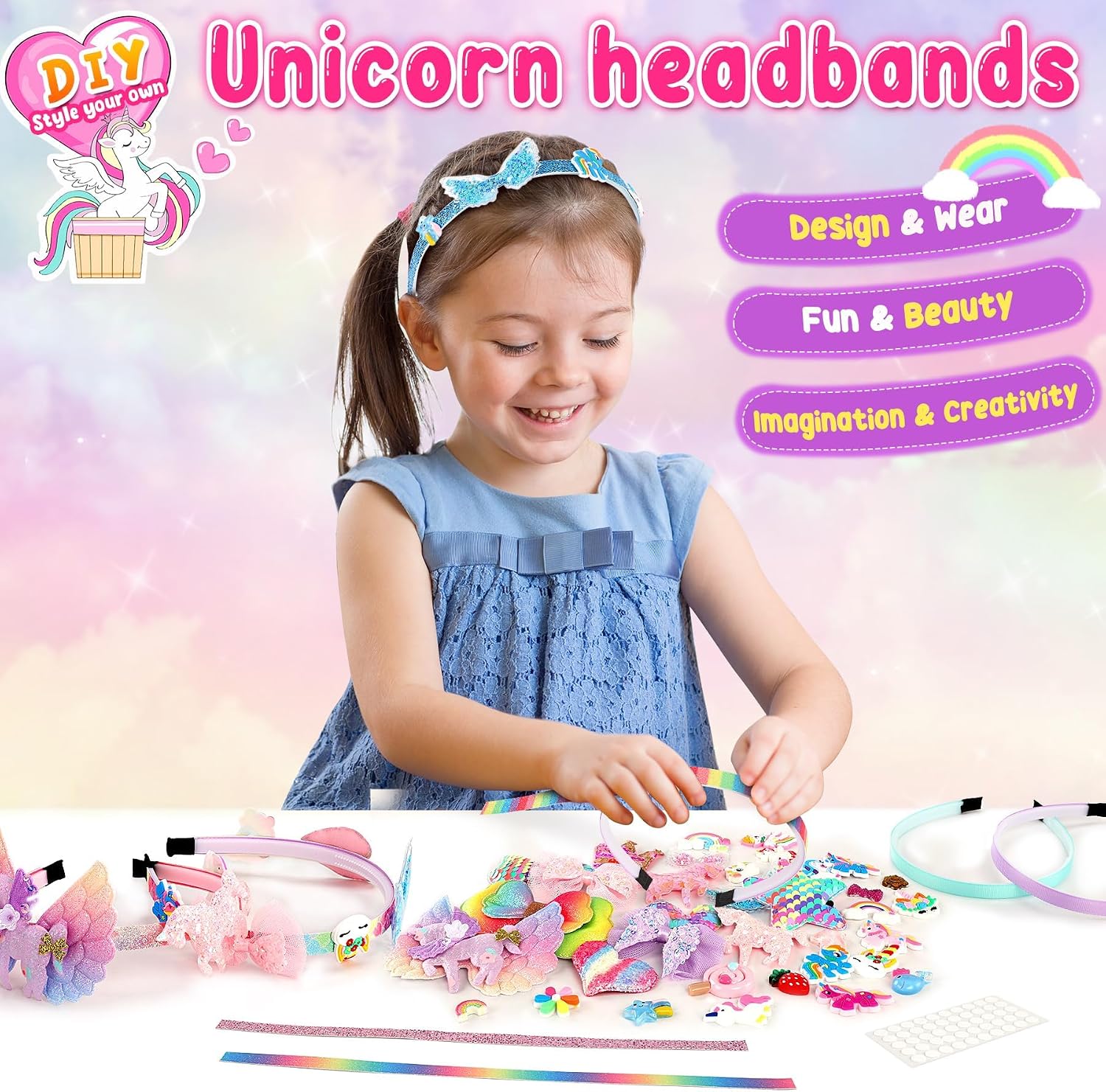 Detalle 2 de Pourbibi Unicorn Headband Making Kit for Kids 🎀