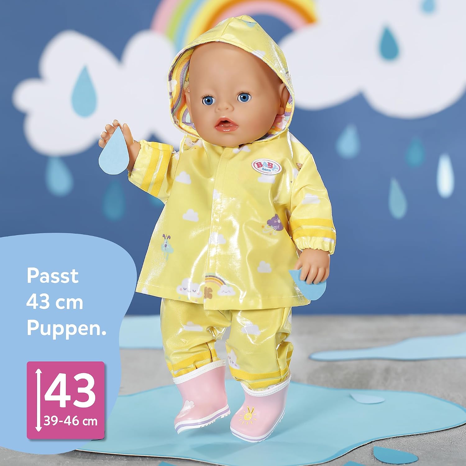 Thumbnail 6 de Baby Born Regen-Outfit: Regenmantel, Regenhose und Gummistiefel für 43 cm Puppen