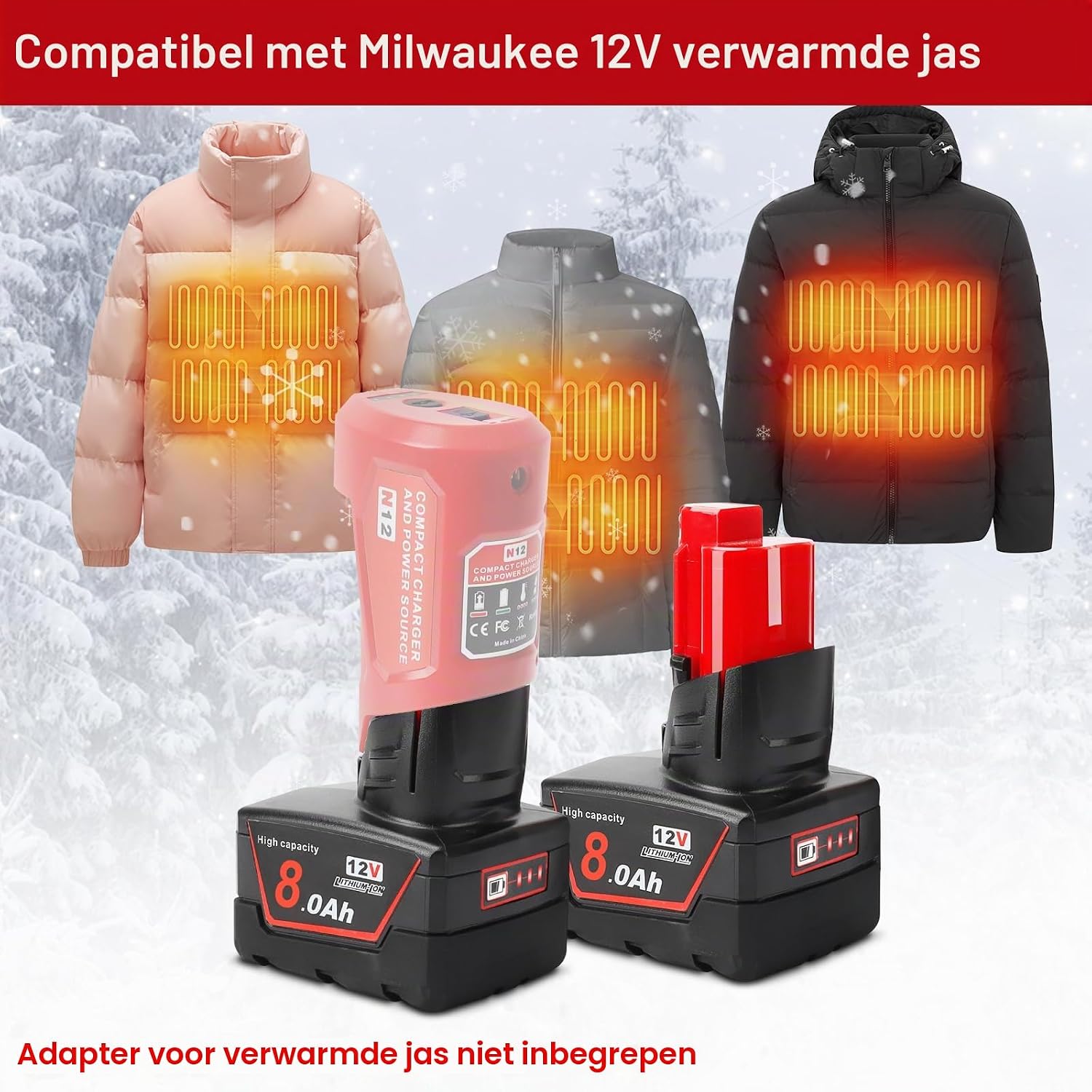 Thumbnail 6 de Powarobor WTL12 8A-2 vervangende M12-accu’s, 12 V, 8 Ah, set van 2