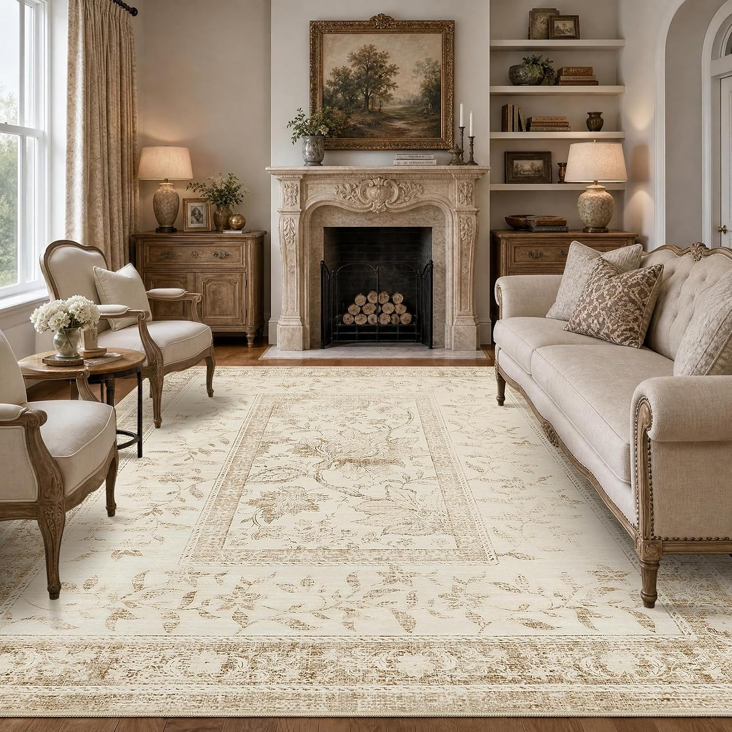 Detalle de GarveeHome Wind Beige 8x109B 8' x 10' Washable Low-Pile Area Rug