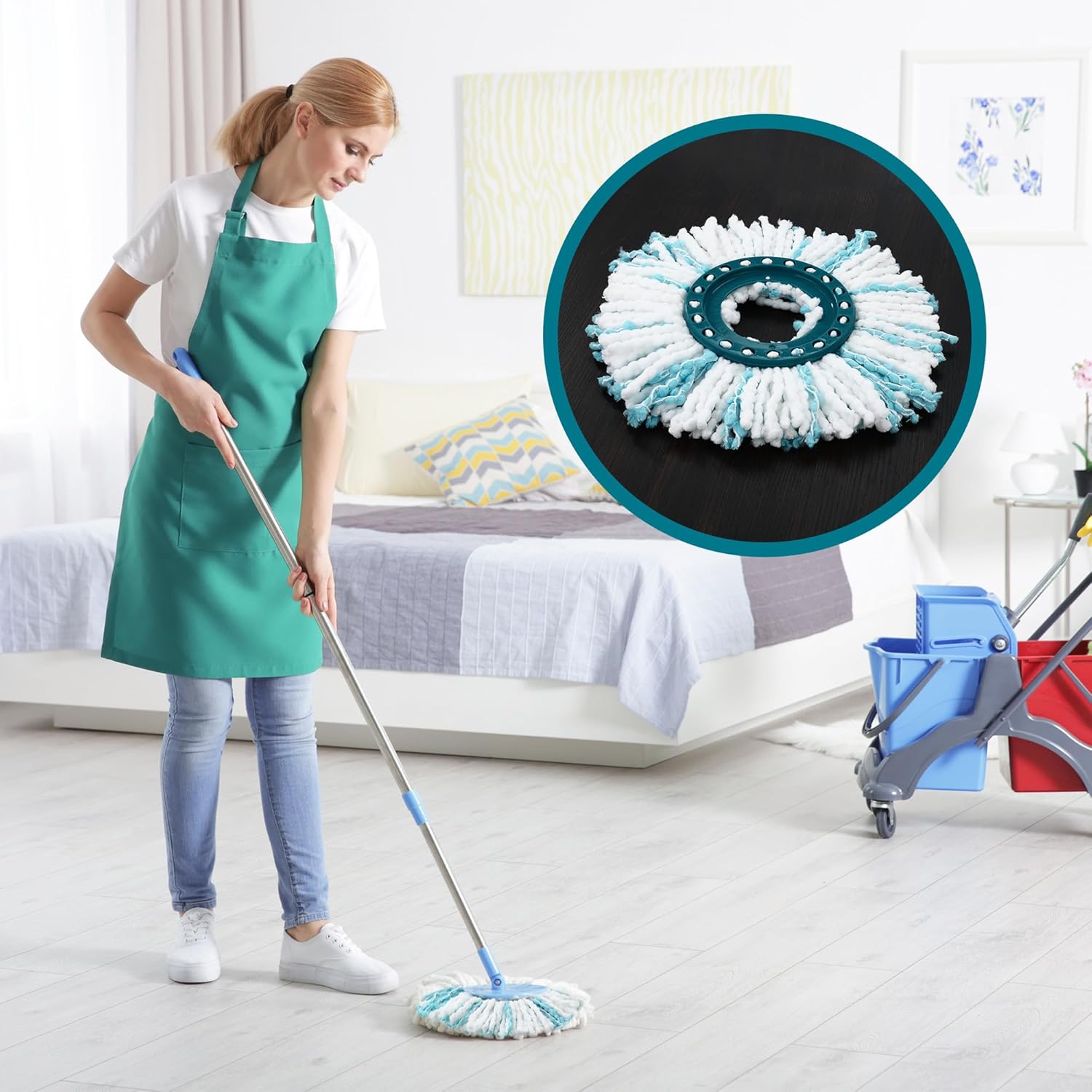 Detalle de Set 6 testine ricambio Leifheit CLEAN Twist Disc Mop Ergo in microfibra