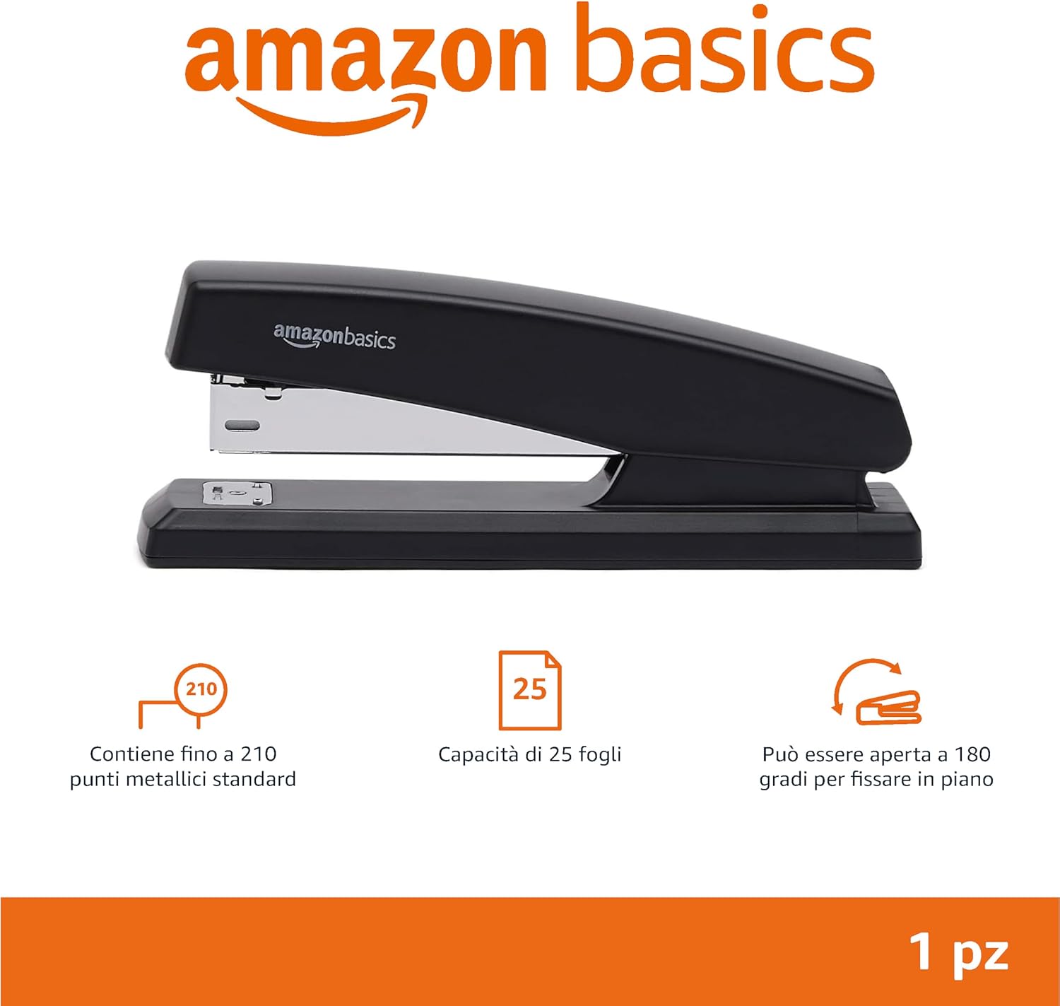Thumbnail 1 de Amazon Basics - Cucitrice con 1000 Punti Metallici, 25 Fogli, Base in Gomma Antiscivolo, Nero