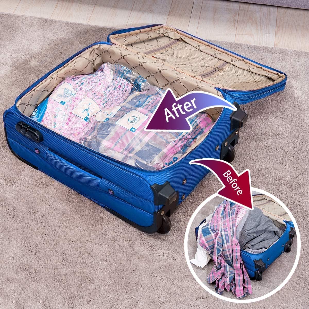 Thumbnail 5 de MEIQIHOME Vacuum Storage Bags (12 Jumbo, 100 x 70 cm) for Clothing, Bedding & Travel