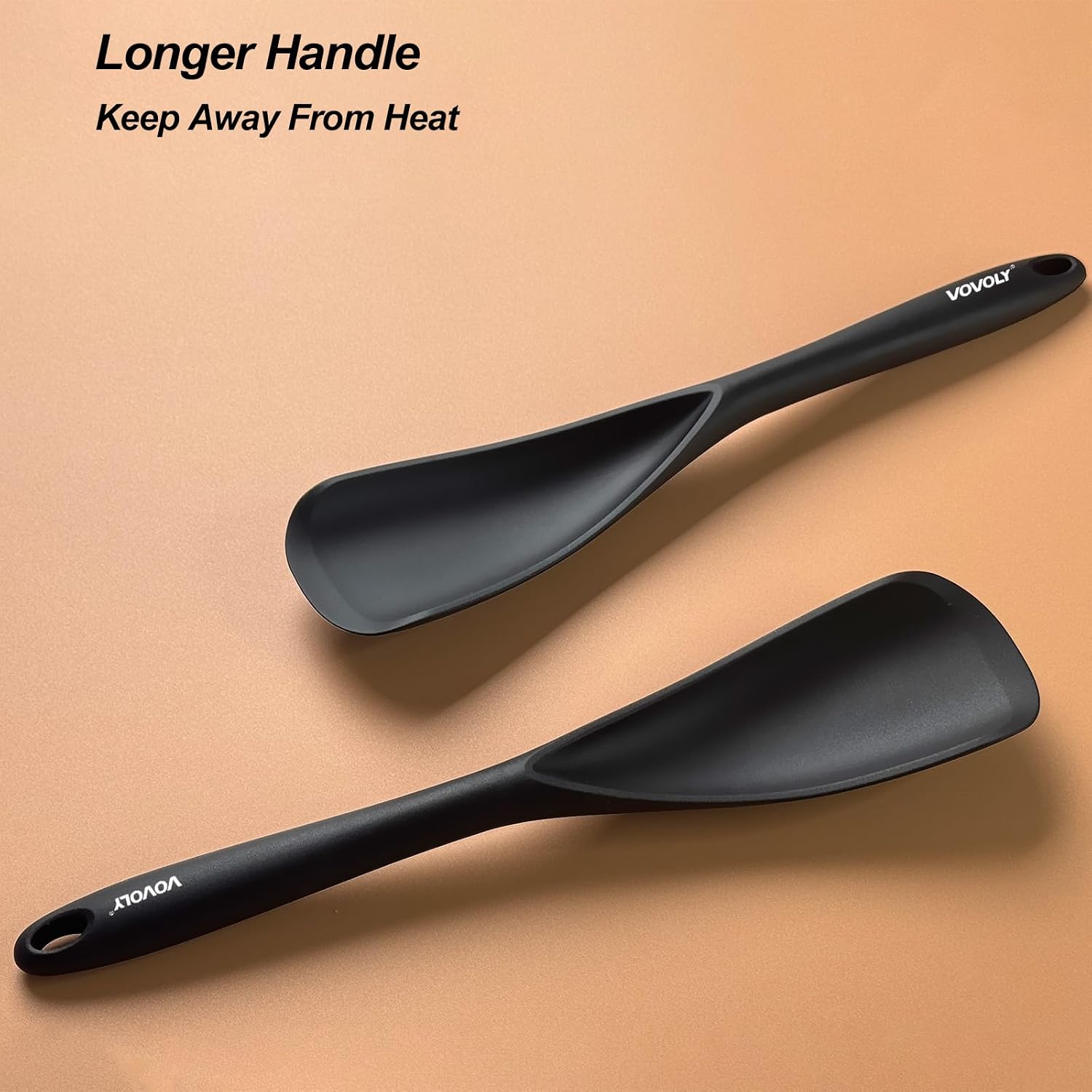 Detalle de VOVOLY Silicone Cooking Spoon for Nonstick Cookware (2-Pack), Seamless Design, Heat-Resistant