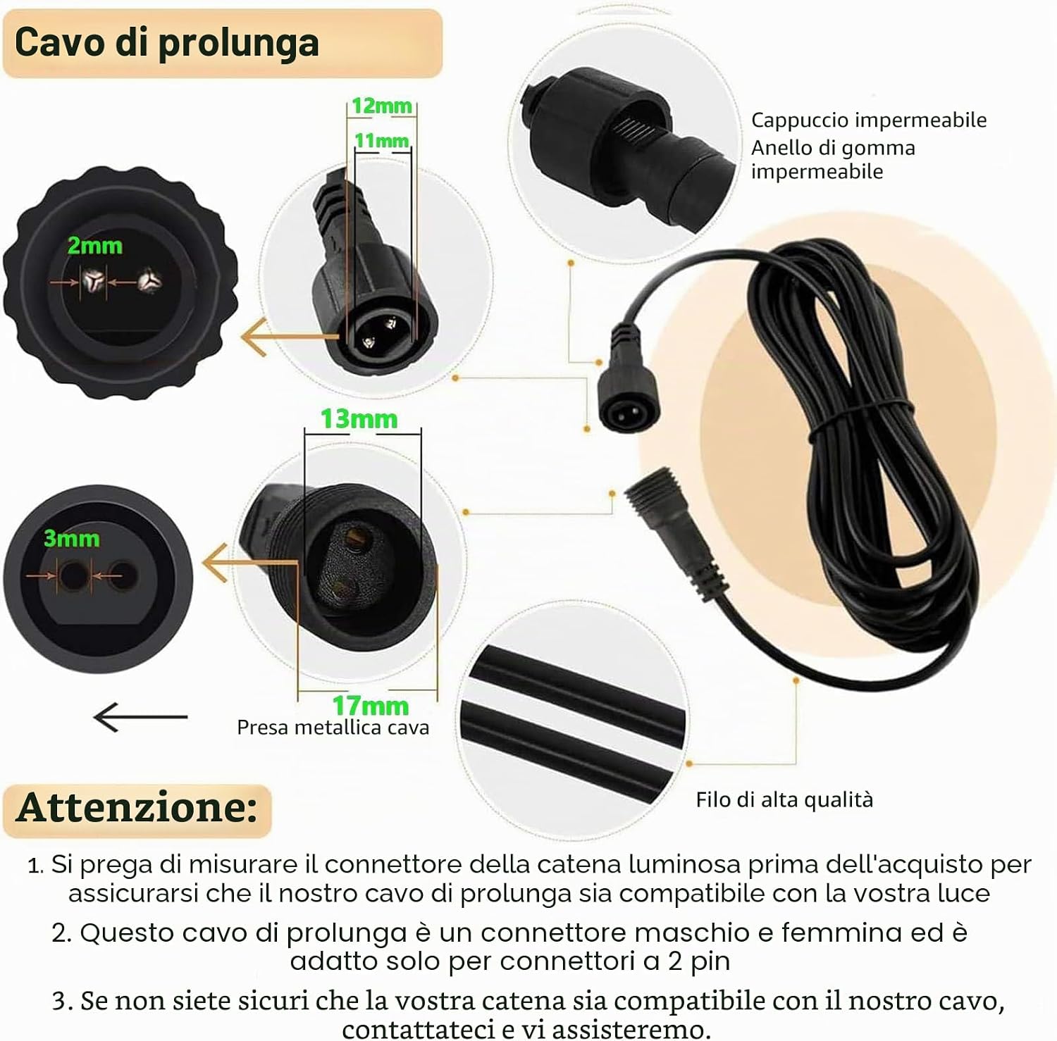 Thumbnail 5 de Joycome Prolunga Cavo 10 m per Luci LED IP65 — affidabile esterno per ghirlande luminose