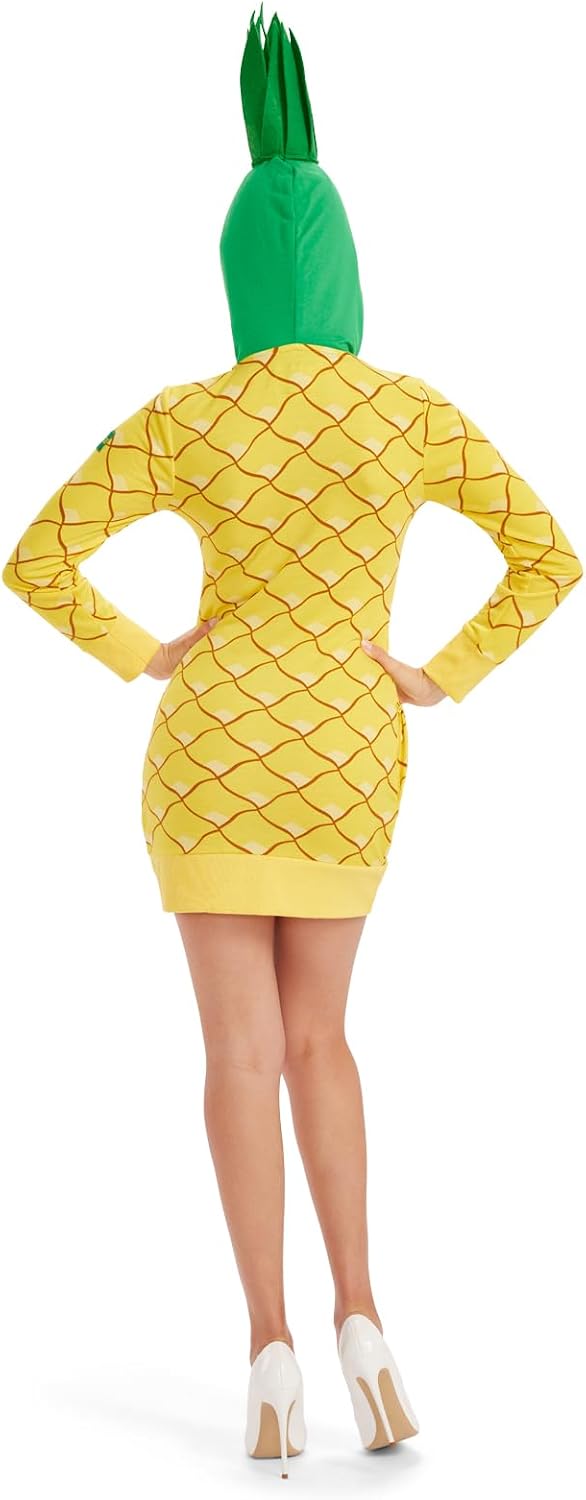 Detalle de Tipsy Elves Women's Pumpkin Halloween Costume Dress with Stem Hood and Pockets
