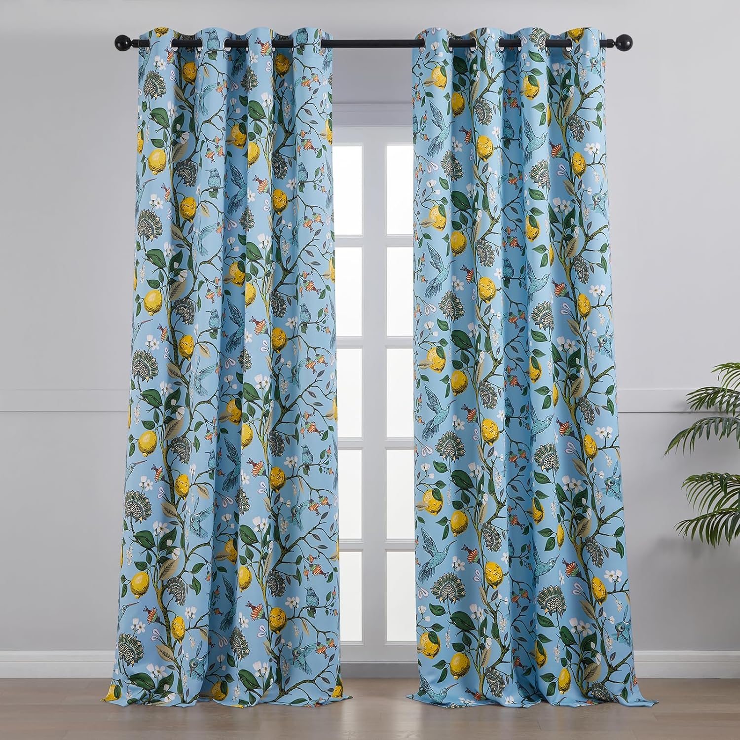 Detalle 2 de Topfinel Blue and White Patterned Curtains 84 Inches 2 Panels