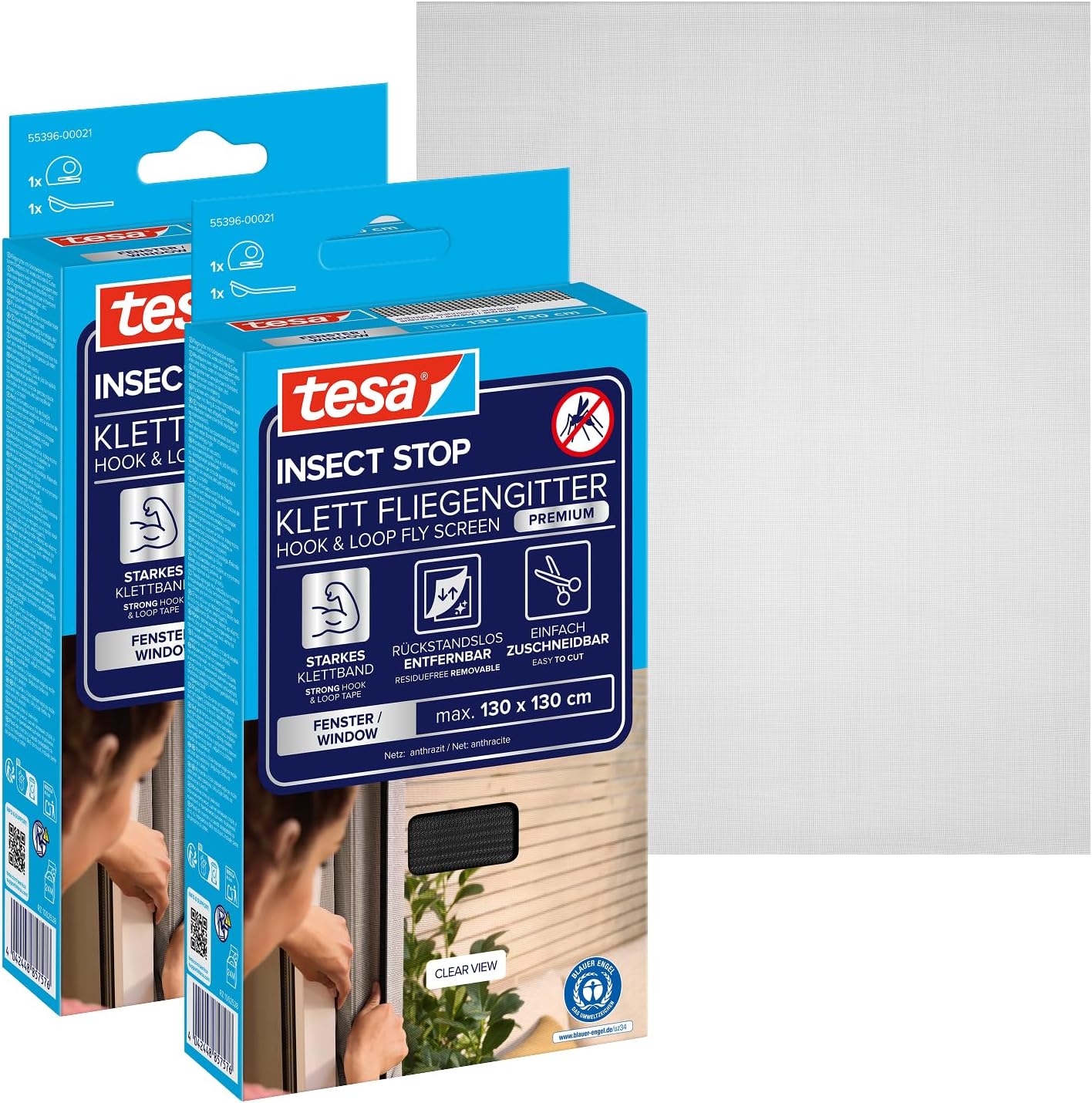 Detalle de tesa INSECT STOP Klett Fliegengitter Premium für Fenster, 120 × 240 cm in Anthrazit