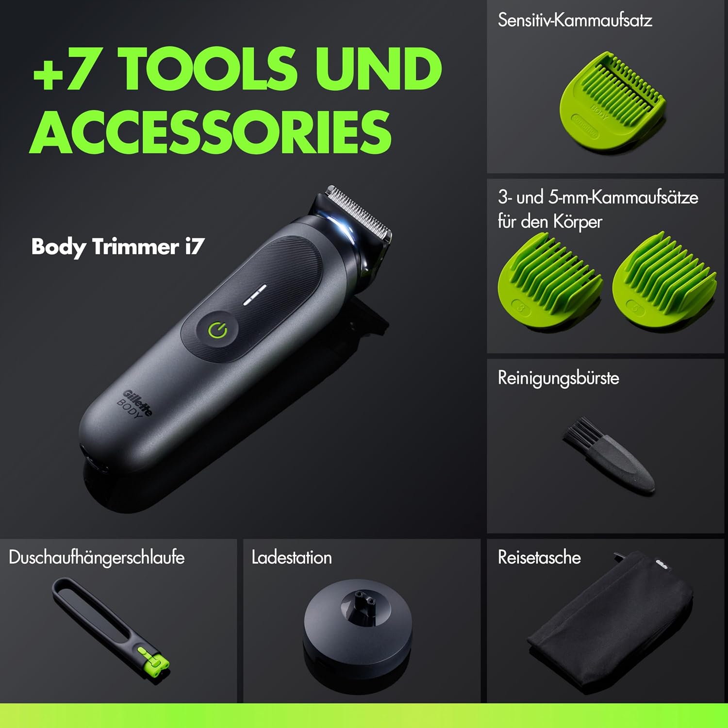 Thumbnail 6 de GilletteLabs i7 Body + Intimate Trimmer Herren – SkinFirst-Technologie, AquaGrip & LED-Licht