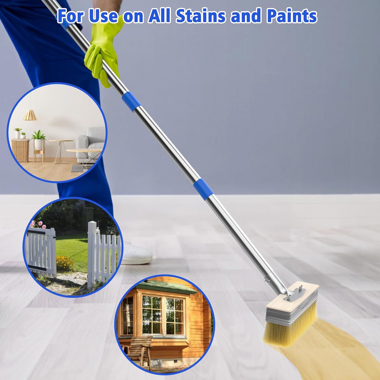 Thumbnail 3 de Deck paint brush with 55" retractable handle and 2 x 7.1" heads for decking stains, wood floors and fences