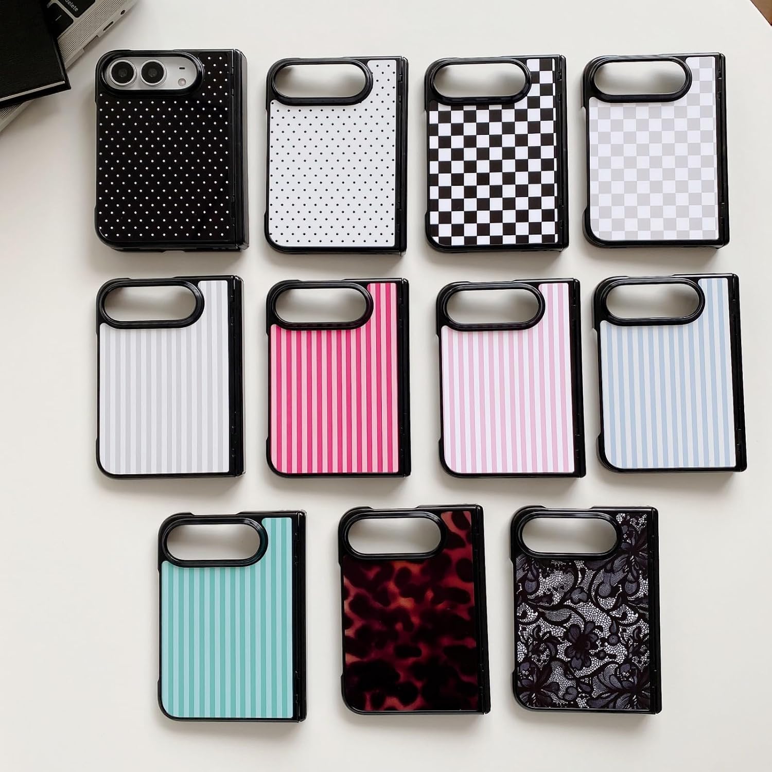 Detalle 2 de Longlayss iPhone Duo Case, Hot Pink Stripes, PC Shell and Spring Hinge