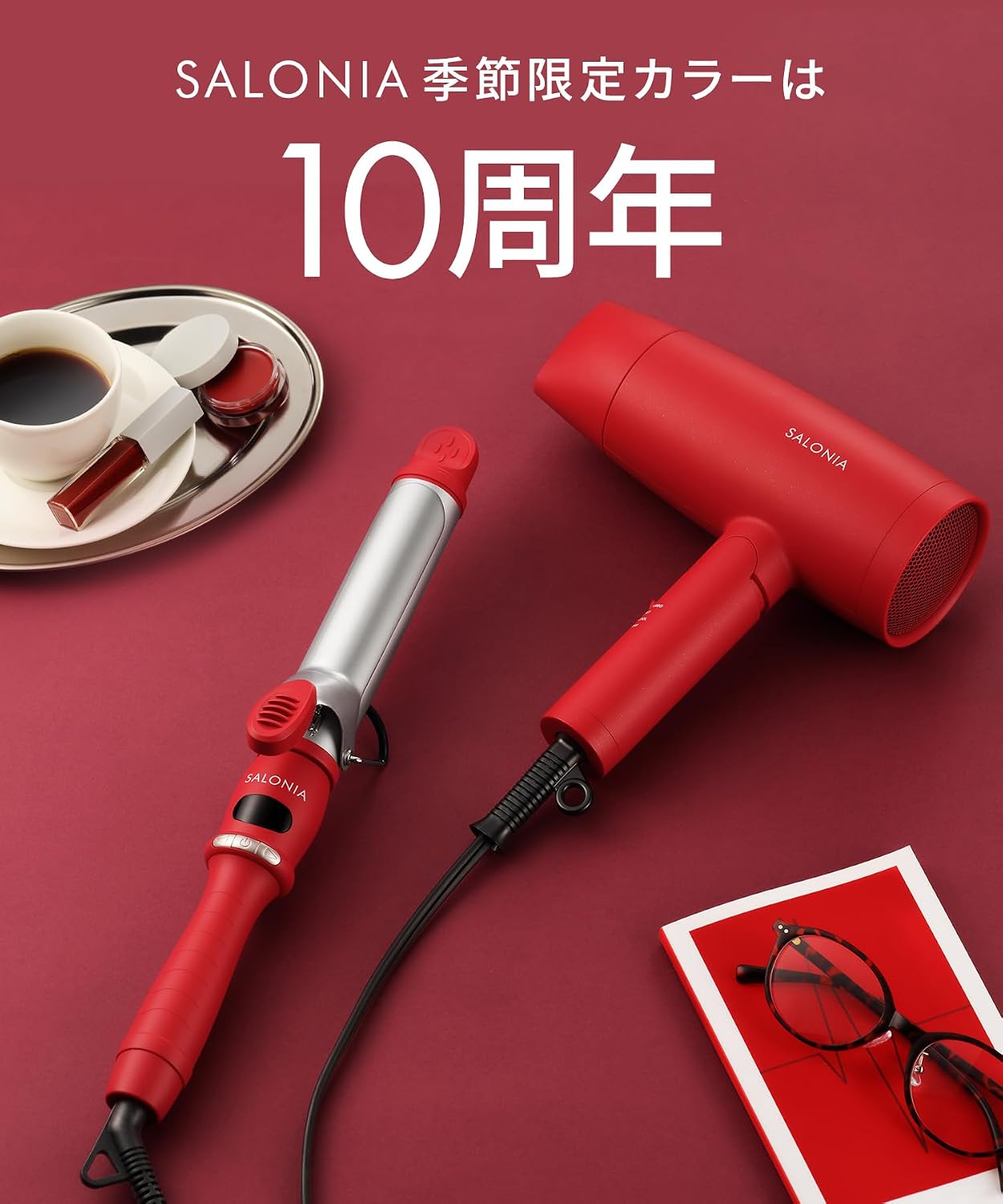 Detalle de SALONIA SAL25127XR カールヘアアイロン 32mm セラミックコーティング シャンパンレッド