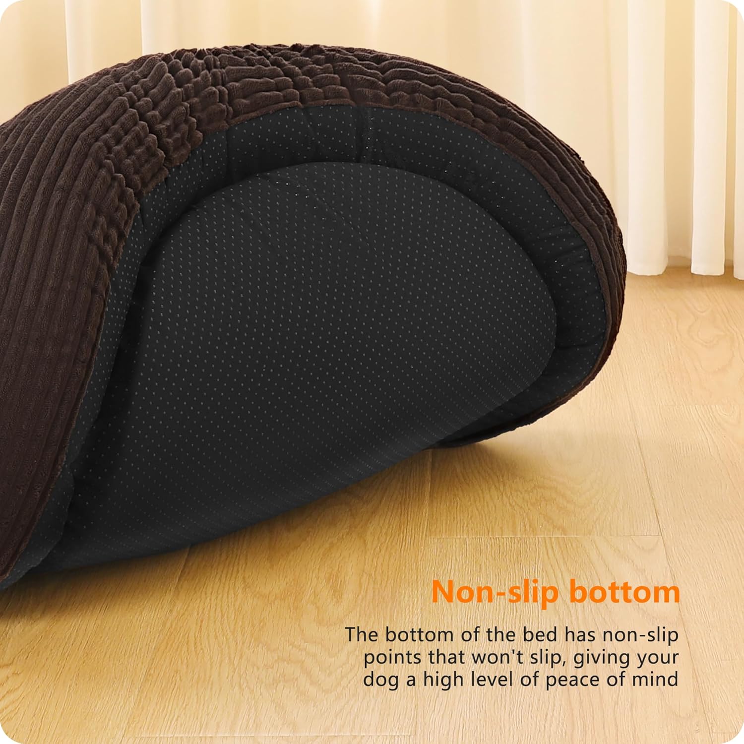 Thumbnail 6 de HMTOPE Hundebett Mittelgroße Hunde, Katzenbett rund Ø 80 cm – waschbar, rutschfest, braun