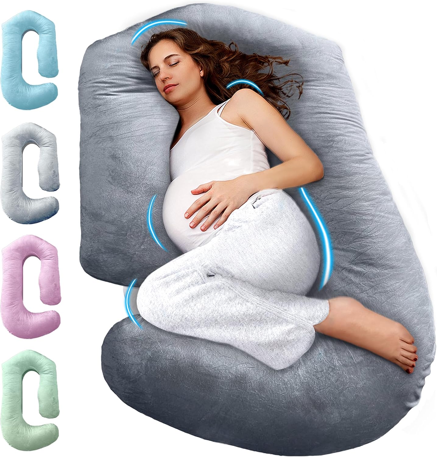 Detalle de PILLANI 57-Inch U+V+C Shaped Pregnancy Pillow with Removable Washable Cover