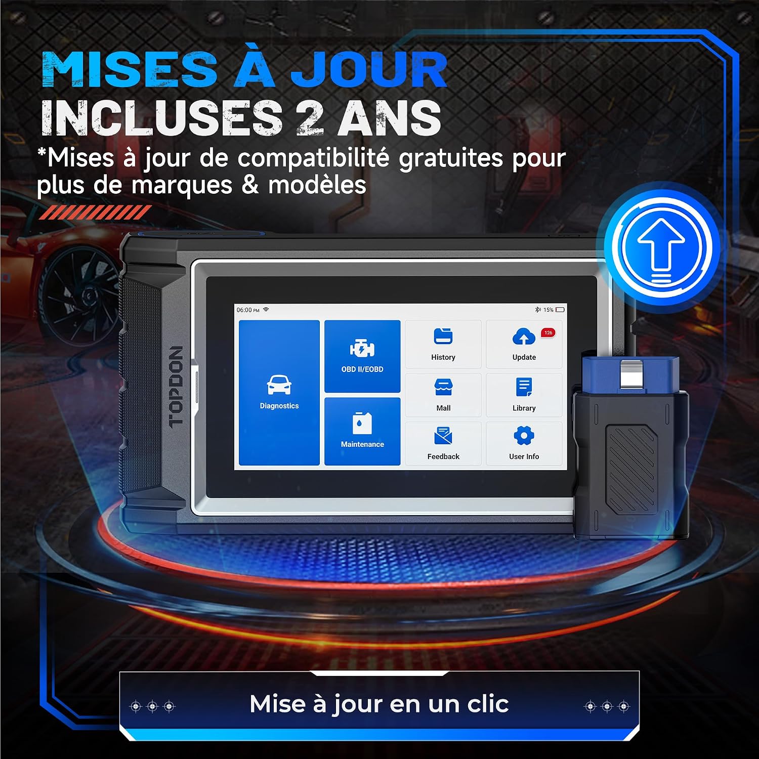 Detalle de TOPDON ArtiDiag800 BT 2 – Outil de Diagnostic sans Fil OBD2 avec 28 Services et Contrôle Bidirectionnel