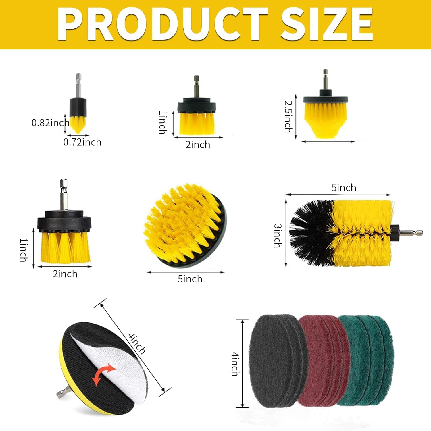Detalle 2 de Drill Brush Attachments Set 23 Pack Scrubber Kit – All-in-One Cleaning Power for Bathrooms and More