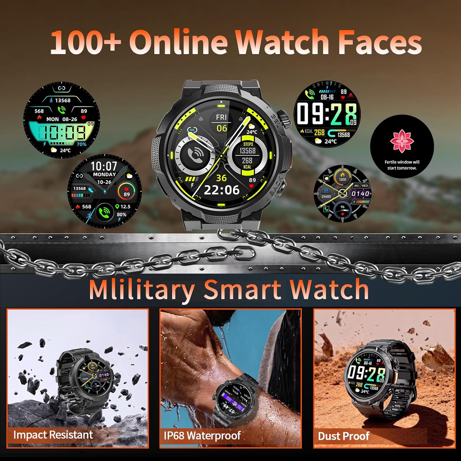 Thumbnail 6 de Soudorv Smart Watch for Men (Answer/Make Call) — 1.53" HD Display, 1000mAh Battery, IP68 Rugged Fitness Watch