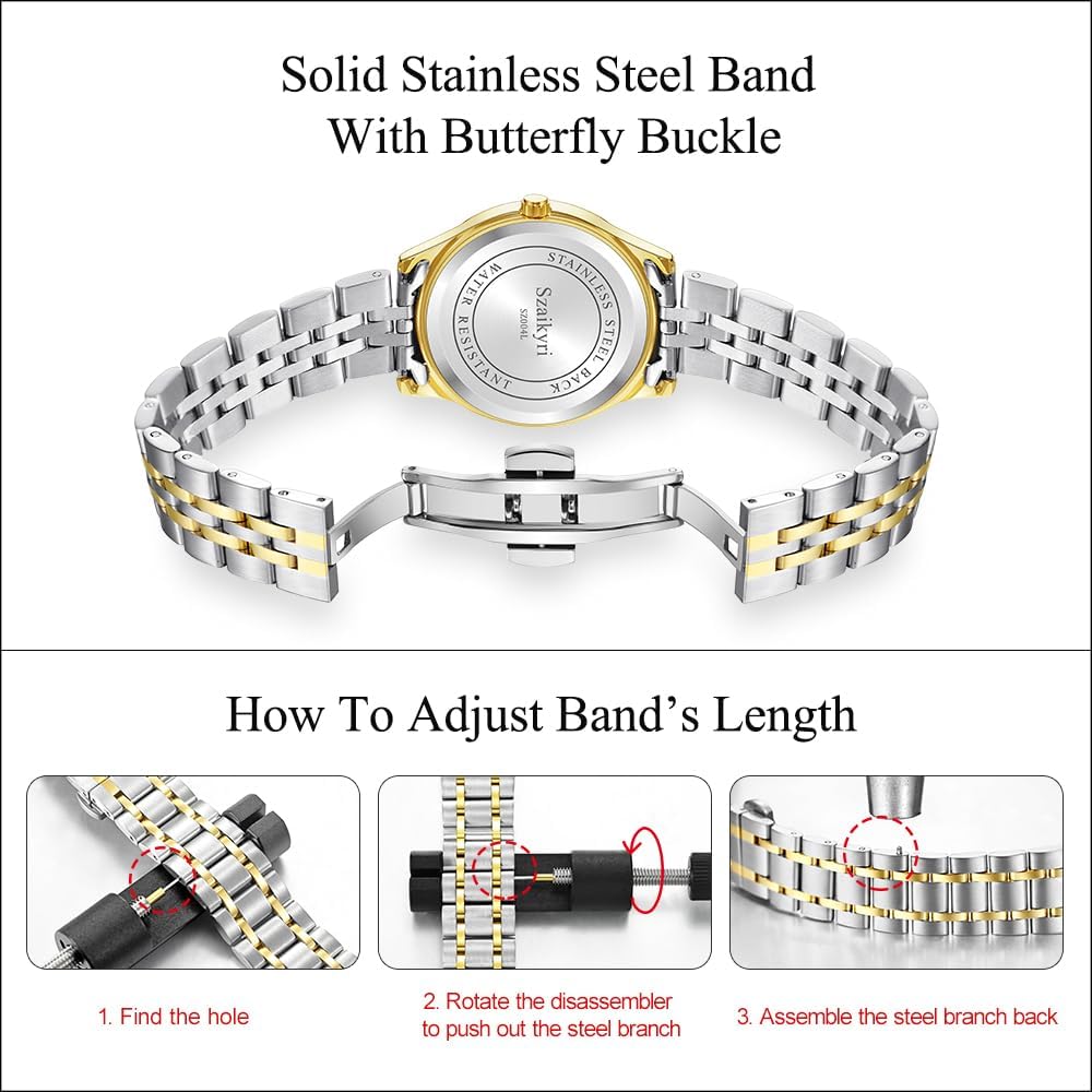 Thumbnail 4 de Szaikyri Montre Classique pour Femmes — Montre féminine lisible 32 mm, chiffres arabes, calendrier et bracelet interchangeable