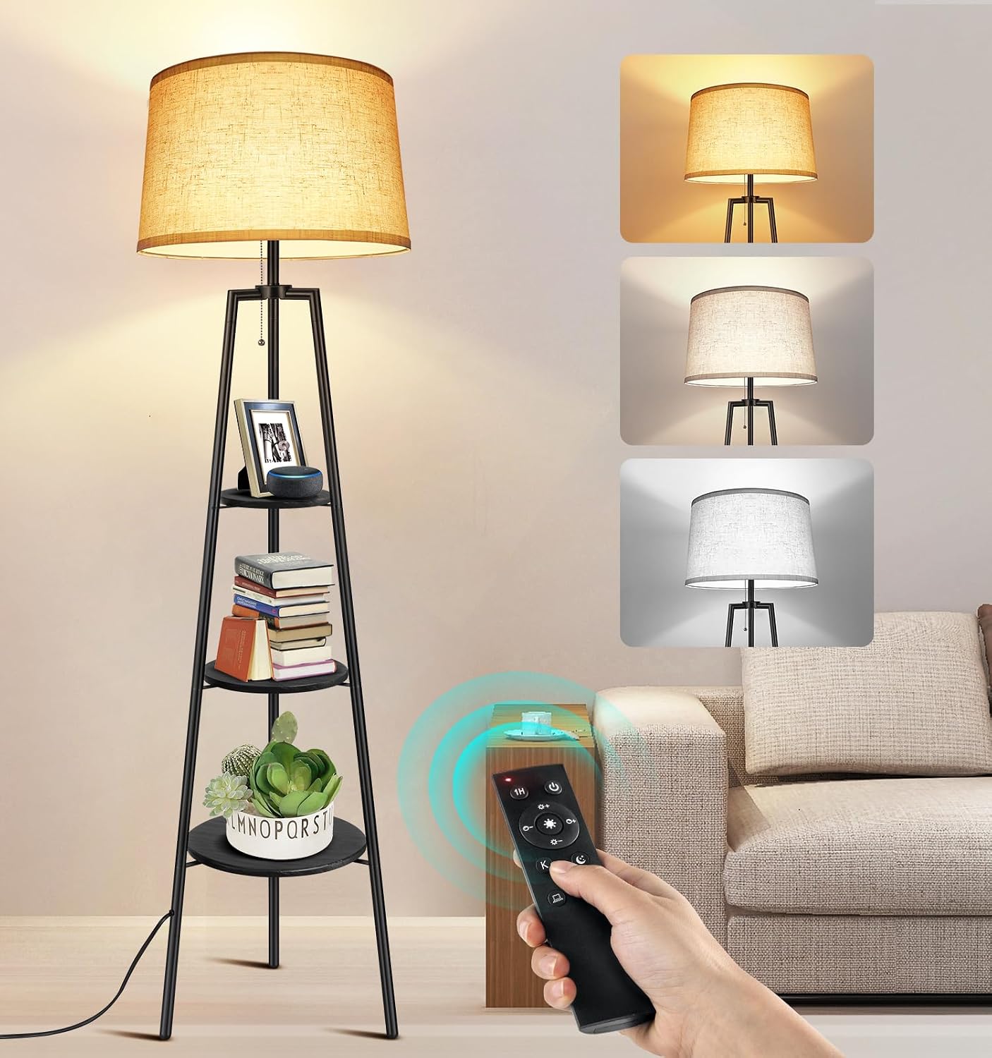 Detalle de OUTON 3 Layers Tripod Floor Lamp 1H timer