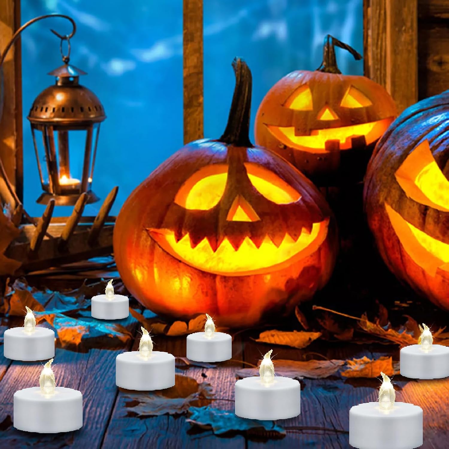 Thumbnail 3 de 5er-Set flammenlose LED-Teelichter mit Fernbedienung und Timer – Warmweiß (Halloween & Deko)