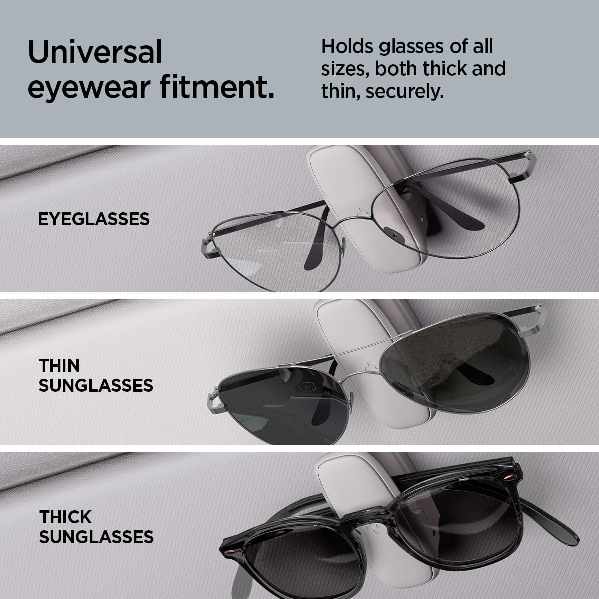 Thumbnail 6 de Spigen support lunettes universel avec pince en silicone pour pare-soleil (lot de 2) – Gris